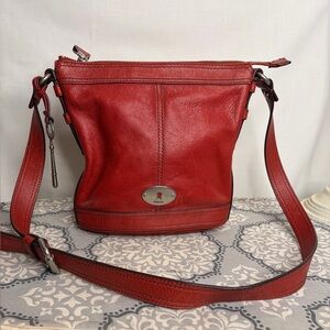 Fossil Maddox Red Leather Bag/Crossbody